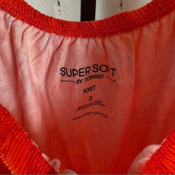 Torrid Super Soft Off Shoulder Long Sleeve Crop Top Floral Orange Plus Size 2X - Picture 3 of 7